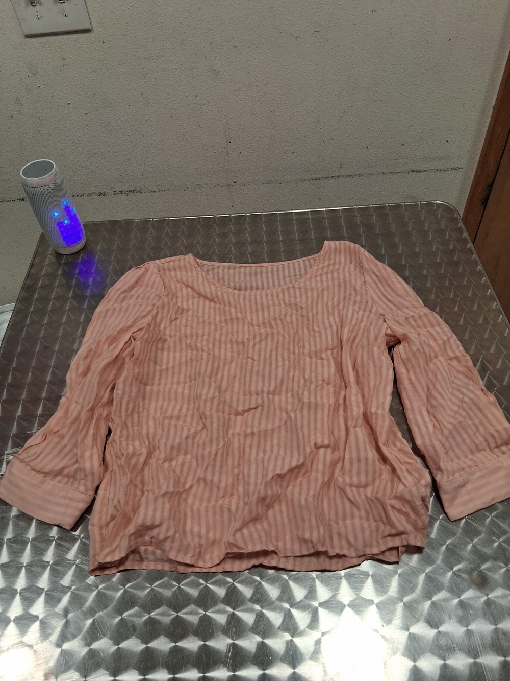 Abercrombie & Fitch Peach-Striped Scoop Neck Blouse